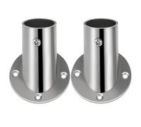 MOBUTOFU Support de Tringle à Vêtements Finition Argenté Facile à Installer et Robuste en Acier Inoxydable 2 Pièces Embase Crantée à Angle Biseauté pour Salle de Bain Cuisine