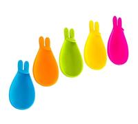 MOBUTOFU Supports Sachets Thé Silicone Forme Lapin 5 Pièces Couleurs Assorties Repose Sachet Souple pour Tasse et Rangement Couverts Accessoires Infusion