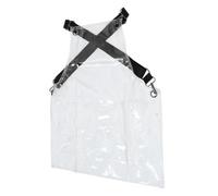 MOBUTOFU Tablier de Travail Transparent en Tpu 50 Microns avec Sangle Noire Réglable, 60 Cm de Long, Imperméable et Léger, Tablier de Salon de Beauté pour Coiffeurs, Protection
