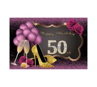 MOBUTOFU Toile de Fond Photo 3D en Vinyle Léger 210x150 Cm Décorative et Élégante pour Fête Anniversaire 50 Ans Accessoires Mode Talons Hauts et Ballons