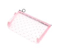 MOBUTOFU Trousse De Toilette en Filet Transparente Grand Modèle en Maille Respirante Polyvalente pour Voyage Organisation Accessoires De Maquillage avec Motif Cœur Rose