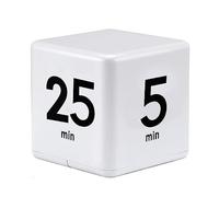 Mobxpar Minuteur de Cuisine, Minuteur Cube Numérique, Chronomètre et Compte à Rebours pour Enfants, Étude, Entraînement et Yoga (Blanc 5-15-25-45 Minute)
