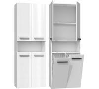 MOBY - Armoire de salle de bain avec deux paniers - Poignées minimalistes - Dimensions : 174x60x30 - Colonne de rangement