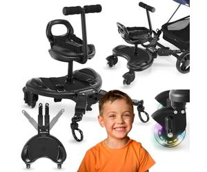 Moby-System Extension de Poussette Universelle 2 en 1 avec Siège et Roues LED, Planche Poussette Universelle, Accessoires pour Poussettes Enfants, Charge jusqu'à 20 kg