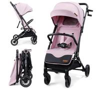 Moby-System LENA PINK PRO Poussette Canne avec Fonction Valise, Légère et Compacte 6-48 Mois, Roues EVA avec Suspension, Capote XXL, Pliage à Une Main, Rose