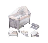 Moby-System Lit parapluie & parc bébé 2 en 1, 2 niveaux, matelas jusqu'à 25 kg, moustiquaire, sac CE