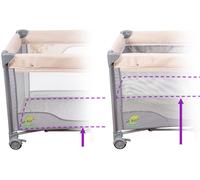 Moby System Lit De Voyage Parapluie Huxley Pour Bébé 0 - 36 Mois, Parc Avec Table À Langer, Moustiquaire, Toit, Roues, Gris