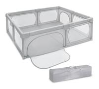 Moby-System Parc Bébé Pliable 200 x 140 X 68 gris avec base antidérapante, stable, protection imperméable à l'eau, sac de transport