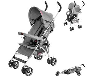 Moby-System Poussette Canne Barton Grise, Châssis Aluminium, Siège Polyester, Harnais 5 Points, Capote Solaire, jusqu'à 15 kg, dès 6 Mois, 101 × 45 × 62 cm