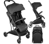 Moby System Poussette Canne Enfant de 6 à 36 Mois Housse de Pluie 2 Fenêtres Petites Roues LENA Légère Compacte Grand Panier Noire