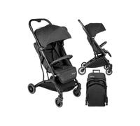 Moby System Poussette Canne Enfant de 6 à 36 Mois Housse de Pluie 2 Fenêtres Petites Roues LENA Légère Compacte Grand Panier Noire