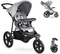 Moby-System Runner Mountain Poussette 3 Roues Tout Terrain - Siège 5 Points, Panier Large, Bandes Réfléchissantes - Pour Enfants jusqu'à 15kg - Noir/Gris