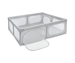 Moby-System Stylo pour bébé, centre d'activités pour enfants, avec base antidérapante, stable, protection imperméable à l'eau, sac de transport, 200x180cm, gris