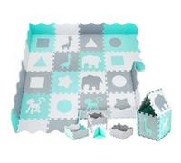 Moby-System Tapis de Puzzle en Mousse EVA pour Bébé 150 x 150 x 1 cm - Grand Tapis de Jeu avec Rebord sans Odeur & Polluants - Vert Vert G