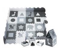 Moby-System Tapis de Puzzle en Mousse EVA pour Bébé 150 x 150 x 1 cm - Grand Tapis de Jeu avec Rebord sans Odeur & Polluants - Gris Gris G
