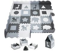 Moby-System Tapis d'ÉVeil et de Jeux pour Bébé 150x150 cm - Tapis Puzzle Mousse 16 PièCes, ImperméAble, sans Substances Nocives - Espace Sécurisé pour Ramper et Jouer