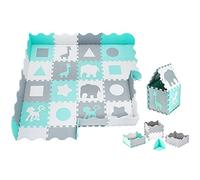 Moby-System Tapis d'ÉVeil et de Jeux Puzzle Mousse 150x150 cm - Tapis d'ÉVeil Bébé 16 PièCes, ImperméAble, sans Substances Nocives, pour Ramper et Marcher