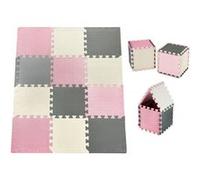 Moby-System Tapis d'éveil Bébé 120 x90 x 1,2 cm - Tapis Puzzle- Grand Tapis de Jeu enfant - 12 Pièces + Bords - sans Odeur sans Polluant - Rose Rose G