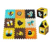 Moby-System Tapis d'Eveil Bébé 90 x 90 x 1 cm- Tapis Puzzle - Tapis de Jeu 9 Pièces en Mousse EVA sans Odeur- Motifs Animaux
