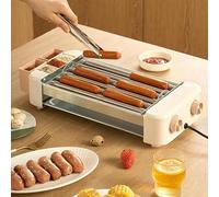 MObyat Hot Dog Roller Grill Cooker Machine, Acier Inoxydable 4 Rouleaux à Rouleaux Hot Dog Roller Machine avec Plaque de Collecte d'huile, 120-250 ° C Température de friture