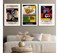 MOBYAT Le Corbusier Affiche Abstrait Vintage Toile Art Mur Le Corbusier Peinture Le Corbusier Imprime Mid Century Photos pour Home Decor 40x60cmx3 Pas de cadre