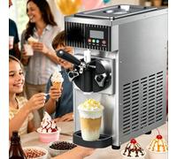 MObyat Machine À Glace Commerciale 2,5 L À Parfum Unique, Machine À Glace Molle Commerciale avec Écran LCD, Dégivrage Automatique, 80 À 100 Portions, Pré-Refroidissement, pour Silver