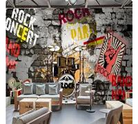 MOBYAT Papier peint 3D mode mur de briques Rock Bar décor fond papier peint 3D Rock Concert musique papier peint mural, 3D, 200x140 cm
