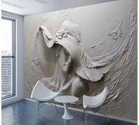 MOBYAT Papiers peints muraux pour salon, chevet, personnages, sculpture, papier peint gris européen, 3D, 200 x 140 cm