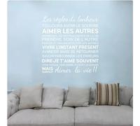 MObyat Stickers Muraux Les Règles Du Bonheur Stickers Muraux Décor À La Maison Salon Décoration Mur Art, BLANC, 57x57 Cm