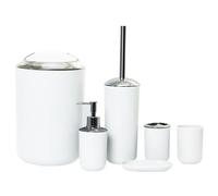 MOBYGKFY Articles de Toilette de Salle de Bains, Kit de Rangement de Salle de Bains en Six pièces, Poubelle, Porte-Savon, Porte-Brosse à Dents(1-Pack)