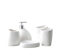 MOBYGKFY Articles Sanitaires en Porcelaine Blanche, Suite De Cinq Pièces, Articles Toilette Salle Bains D'hôtel