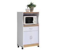 MOBYGKFY Chariot de Cuisine à Micro-Ondes, Chariot de Cuisine Mobile Blanc for de la Maison et du Bureau