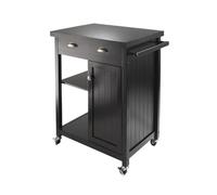 MOBYGKFY Chariot de Cuisine Utilitaire en Bois, Chariot Roulant à Finition Noire for Cuisine, Chambre à Coucher, Salle de Bains