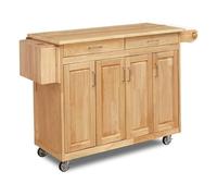 MOBYGKFY Chariot Mobile de Cuisine avec Barre de Petit-déjeuner à Feuilles Mobiles, îlot de Cuisine Mobile Roulant de 54 Pouces de Large