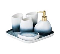 MOBYGKFY Couples céramique Salle de Bain Cinq pièces Ensemble de Toilette brossage des Dents rince-Bouche Tasse ustensiles de Salle de Bain Ensemble de Six pièces