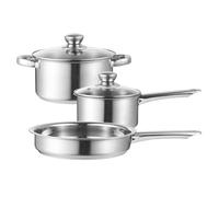 MOBYGKFY Ensemble De Casseroles en Acier Inoxydable, Poêle Lait, Combinaison Complète Cuisine, Trois Pièces