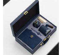 MOBYGKFY Ensemble de cinq pièces Business dégradé bleu, marque-page for carnet de notes, tasse d'eau, boîte de thé, coffret cadeau