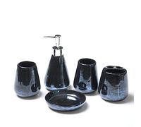 MOBYGKFY Ensemble de Cinq pièces en céramique Kit de Salle de Bain Accessoires Cadeau de Mariage Porte-Brosse à Dents Distributeur Kit de Salle de Bain(1-Pack)