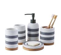 MOBYGKFY Ensemble de Lavage céramique Cinq pièces Ensemble boîte à Savon gargarisme Tasse Bouteille de Savon Porte-Brosse à Dents décor de Salle de Bain