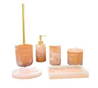 MOBYGKFY Ensemble De Lavage Sanitaire en Résine, Kit Fournitures Salle Bains, Tasse Bain Bouche Marbrée Six Pièces