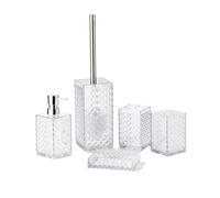 MOBYGKFY Ensemble de Toilette de Salle de Bains, 5 pièces, Bouteille de désinfectant for Les Mains en Cristal en Forme de Diamant, Kit de Salle de Bains, Porte-gobelet de Brosse à Dents