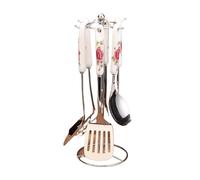 MOBYGKFY Ensemble d'outils de cuisine avec poignées en céramique, ustensiles de cuisine en acier inoxydable, ensemble de cuisinières, pelles, cuillères(1-Pack)