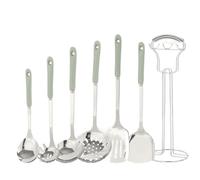 MOBYGKFY Ensemble d'ustensiles de cuisine en céramique, ustensiles de cuisine en acier inoxydable, cuillère de cuisine, spatule, coffret cadeau(Argento)