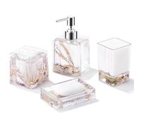 MOBYGKFY Fleur séchée Flottante, Fournitures de décoration de Salle de Bains, Bouteille de désinfectant for Les Mains, Ensemble de boîtes de Coton-Tige(Argento)