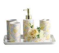 MOBYGKFY Kit de Salle de Bain, Fournitures de Salle de Bain, Tasse de Bain de Bouche en céramique, Porte-Brosse à Dents, Bouteille d'émulsion