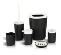 MOBYGKFY Kit de Salle de Bain, hôtel, Maison d'hôtes, Rangement de Salle de Bain, Porte-Brosse à Dents, Lavage, Ensemble de Six pièces(Argento)