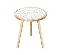 MOBYGKFY Petite Table Basse en Bois Massif de marocain rétro, Petite Table Ronde de Balcon