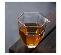 MOBYGKFY Pichet à thé en verre Transparent hexagonal, résistant aux hautes températures, tasse de Justice à main pas chaude, tasse à thé divisée(8.5x7.5cm 220ml)