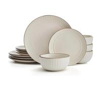 MOBYGKFY Plat à crème vaisselle de cuisine ensemble d'assiettes ensemble de vaisselle 12 pièces plats en céramique for manger assiette ensembles de dîner