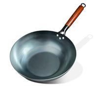 MOBYGKFY Poêles à frire Wok à fond plat Batterie de cuisine en fer bleu Batterie de cuisine traditionnelle for tables de cuisson à induction électrique(34cm)
